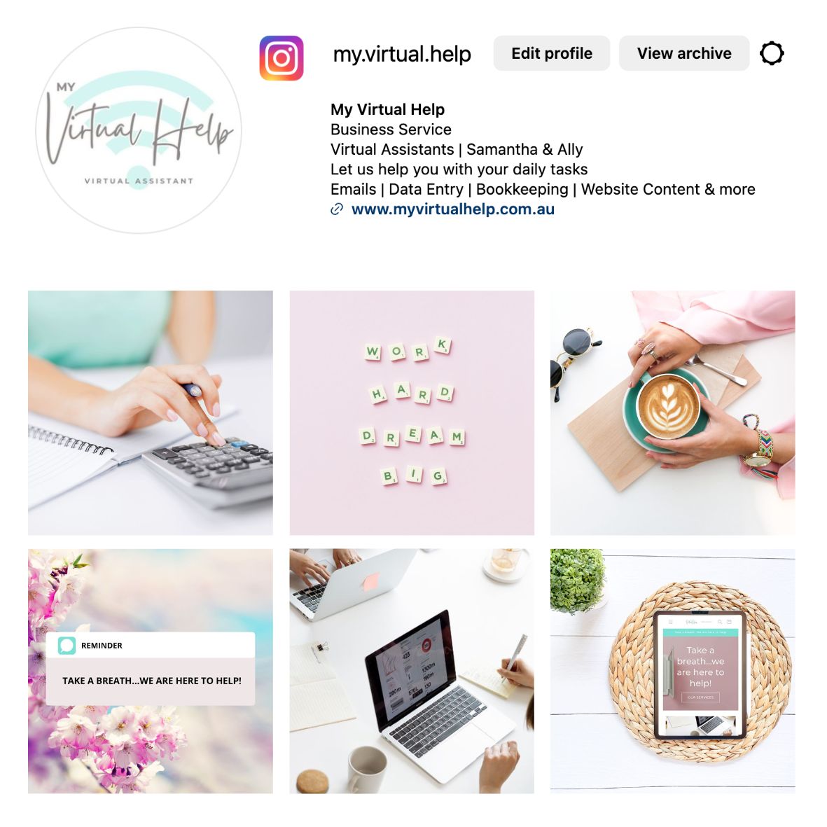 My virtual help instagram, virtual assistant, VA, personal assistant gold coast, business online gold coast